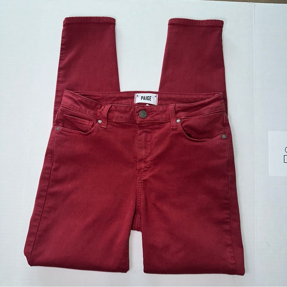 PAIGE Women’s Verdugo Ankle Skinny Jeans in Red Stretch Denim